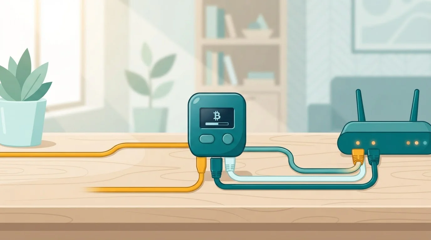 Illustration einer Kryptowährungswallet mit Netzwerkverbindungen